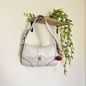 Vintage Coach Cream Hampton Mini Bag with Gold Accent